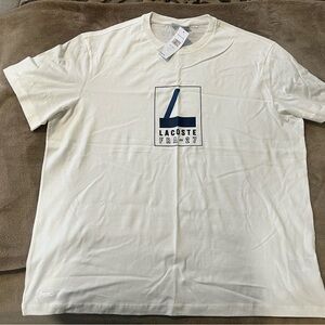 Lacoste White Short Sleeve Tee with Graphic Design